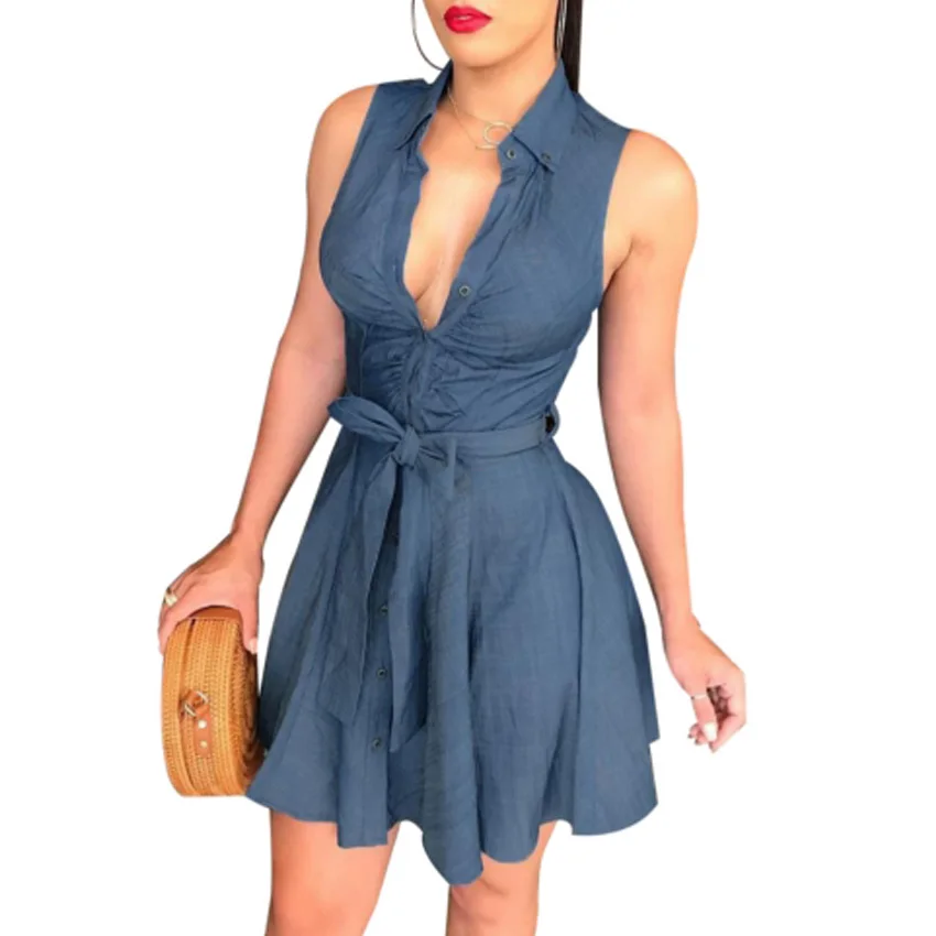 Женское свободное платье с V-образным вырезом и пуговицами на пуговицах женское