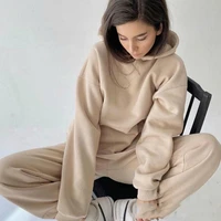 2 piece set women spring autumn tracksuit solid hooded sweatshirt top and long pants suit casual womens sets fashion sportswear