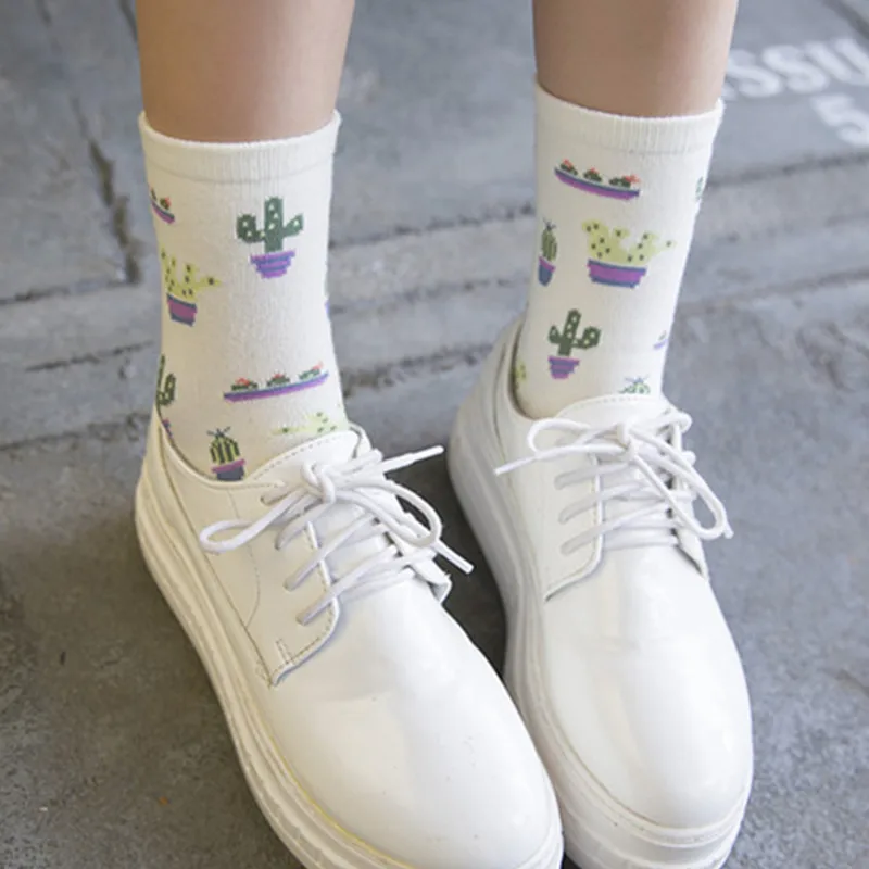 Носки для девочек С КАКТУСОМ теплые зимние хлопковые нескользящие эластичные