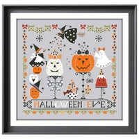 halloween eve cross stitch kit cartoon pattern design 18ct 14ct 11ct silver canvas embroidery diy