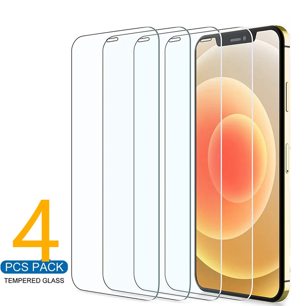Защитное стекло для iPhone 12 Mini 11 Pro Max XS XR 7 8 6s Plus SE 4 шт. | Мобильные телефоны и