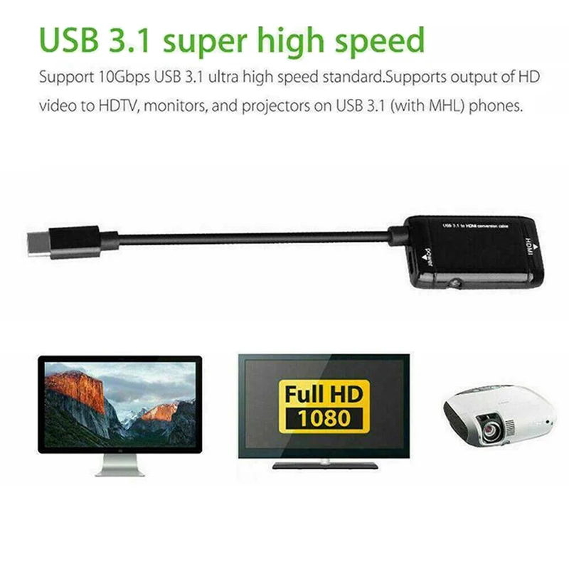 Кабель конвертера HDMI Type-C USB3.1 MHL адаптер для Android телефонов планшетов JHP-лучший |