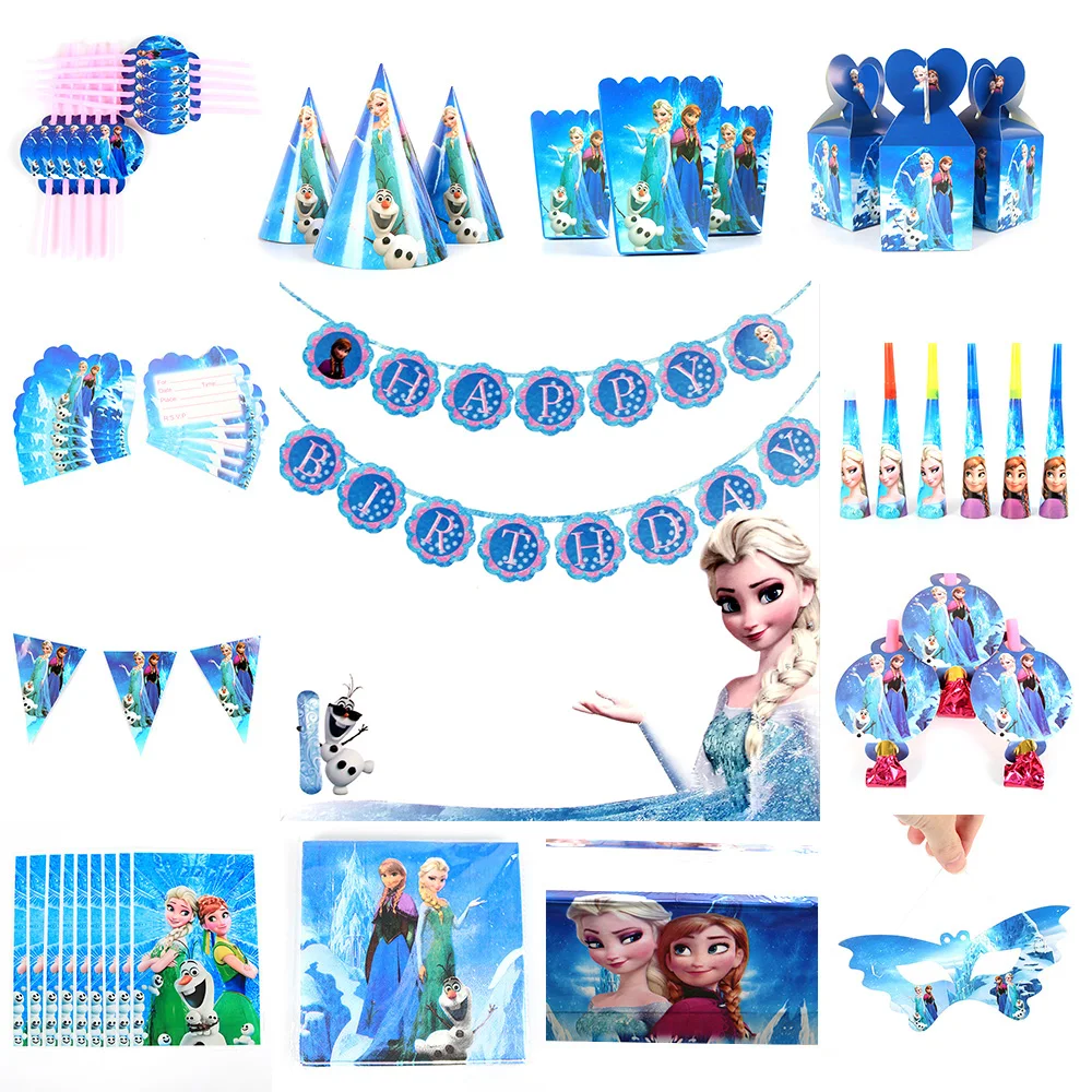 Замороженные принадлежности для тематической вечеринки девочек Happy День