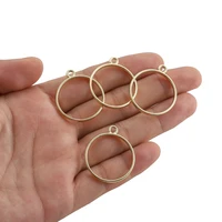 10pcs zinc alloy kc gold round circle charms bezel metal frame pendant for diy earring jewelry making findings accessories