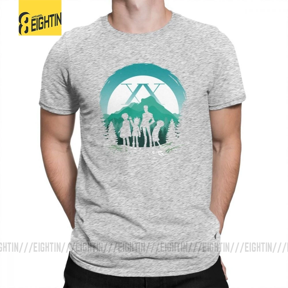 Hunter X Hunter T-Shirts Team Japanese Purified Cotton Novelty Tee Shirts Short-Sleeve T Shirt Male Simple Stylish Comic Plus - Цвет: Серый