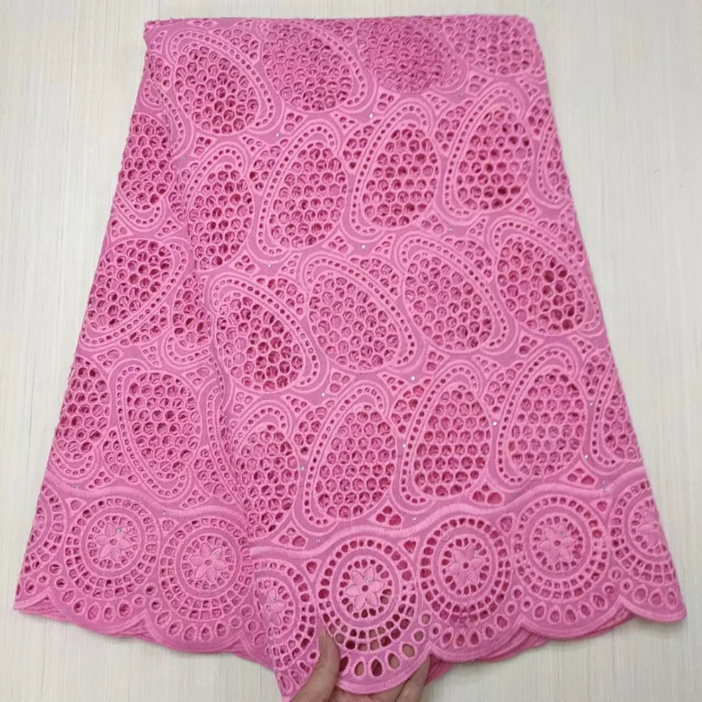 

African Dry Lace Fabric 2021 High Quality Tulle Guipure Dubai Cotton Embroidery Stone Polish Swiss Voile Material In Switzerland