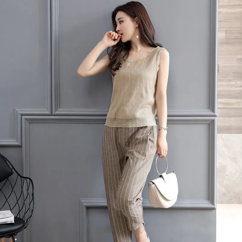 Модные элегантные комплекты из трех предметов для женщин Лето 2020 Новое шифоновое