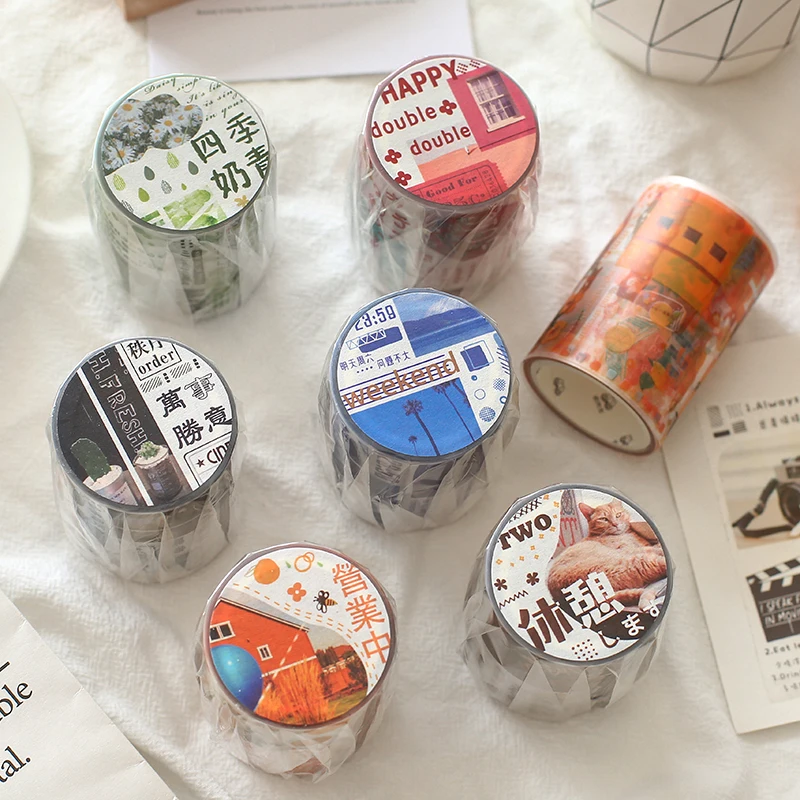 INS Стиль Путешествие прозрачный ПЭТ Васи клейкие ленты маскировки Скрапбукинг