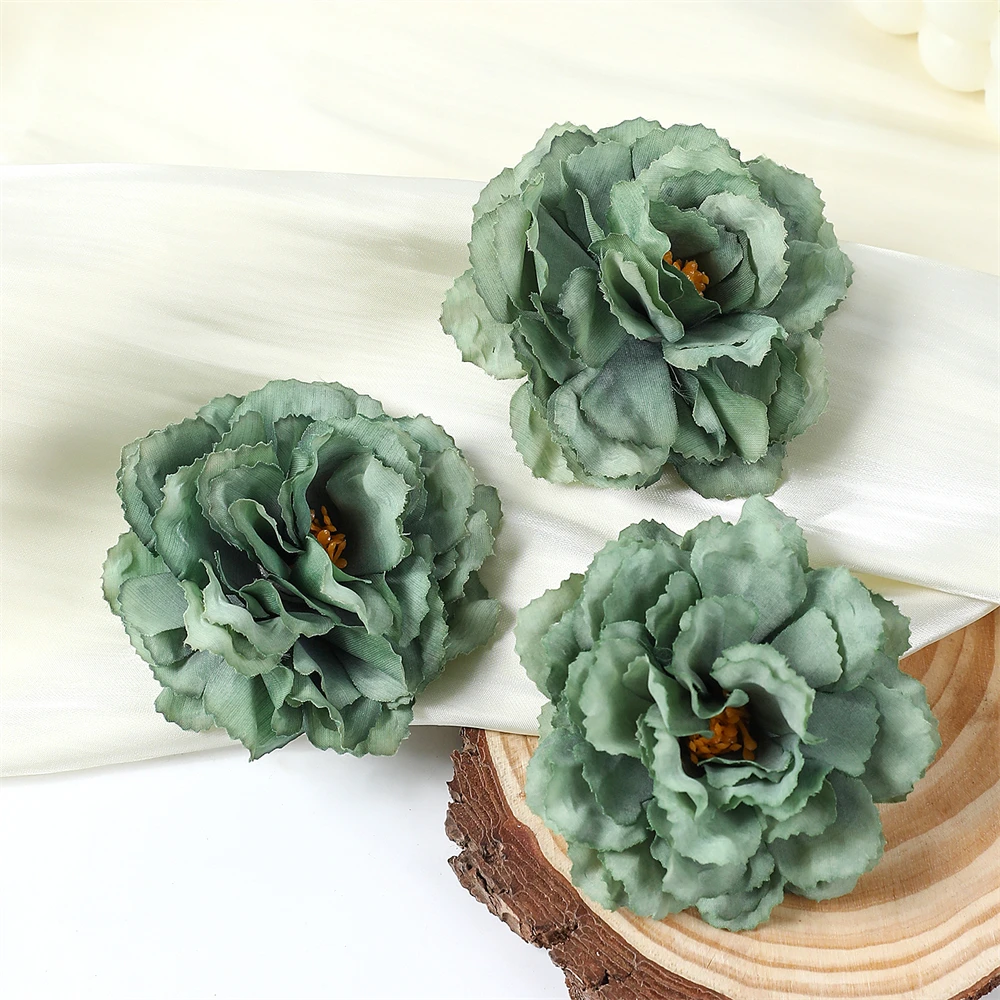 

10Pcs Artificial Flowers Heads Green Carnation Flower For Home Wedding Decorations Christmas New Year's Gifts Flower Arrangement