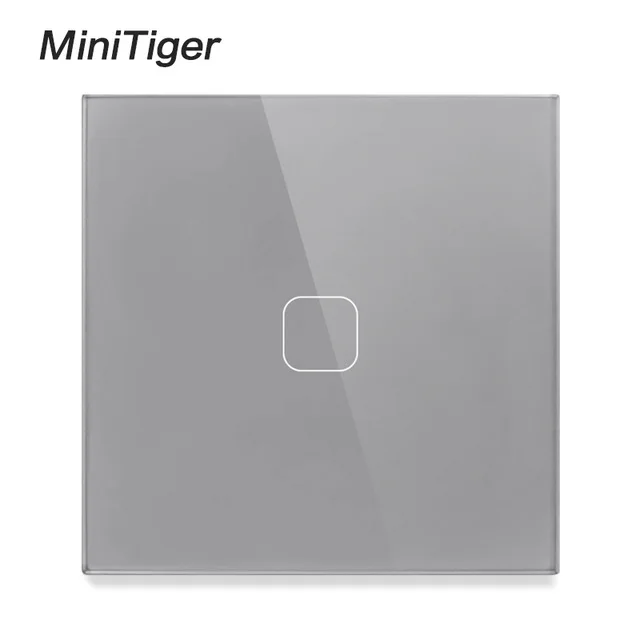 

MiniTiger EU/UK Standard,1 Gang 1 Way Wall Touch Switch, White Crystal Glass Switch Panel, 220-250V, Only Touch Function