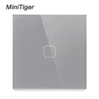 Настенный сенсорный выключатель MiniTiger, стандарт ЕСВеликобритании, 1 клавиша, 1 канал, белая панель переключателя из хрустального стекла, 220-250 В, только Сенсорная функция