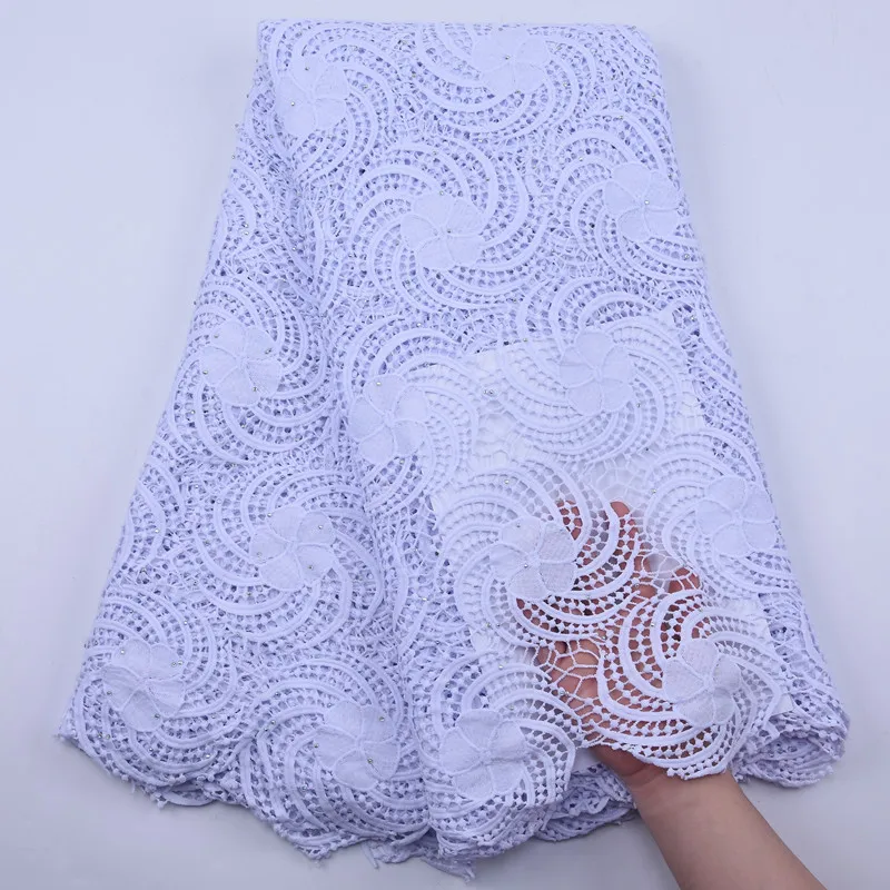 Африканская чистая белая кружевная Водорастворимая ткань новейшая