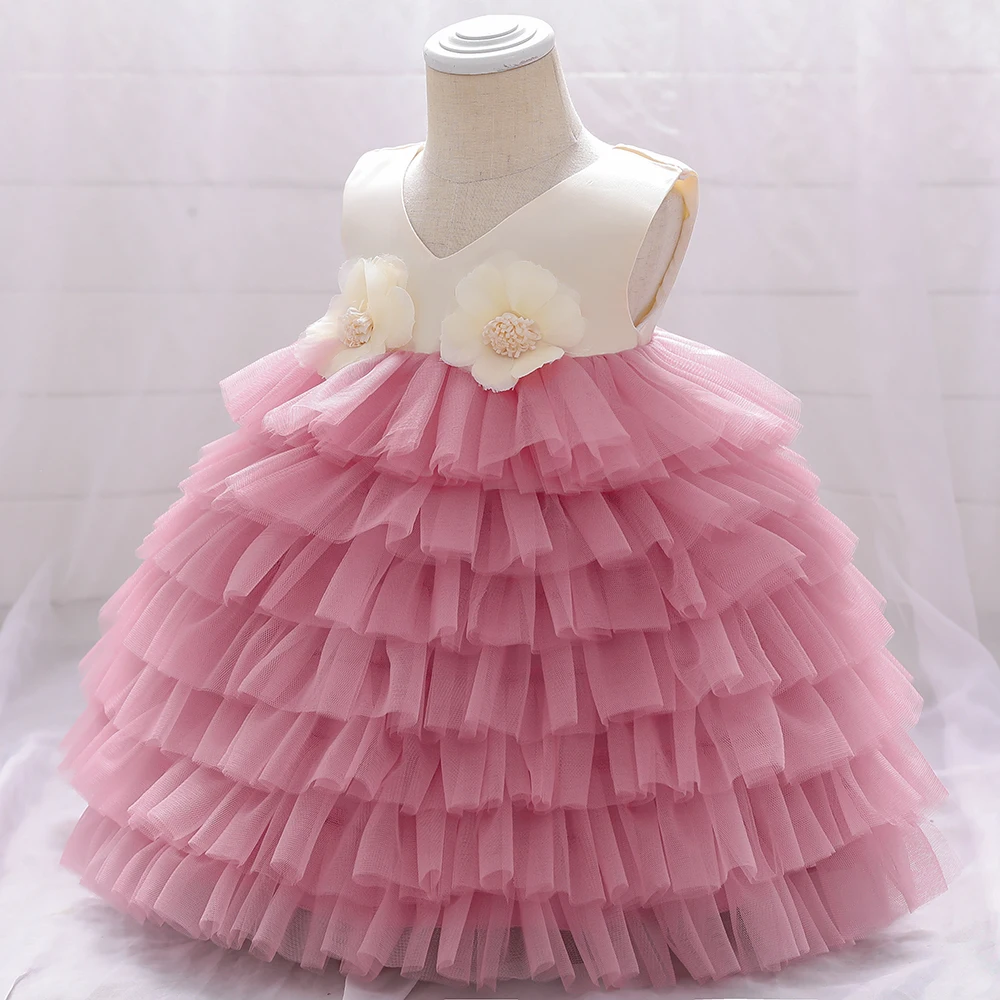 

Children Clothing Flower Girl Dress Baptism Dress For Girl 1 Year Birthday Princess Party Wedding Dress Infant Baby Tutu Clothes