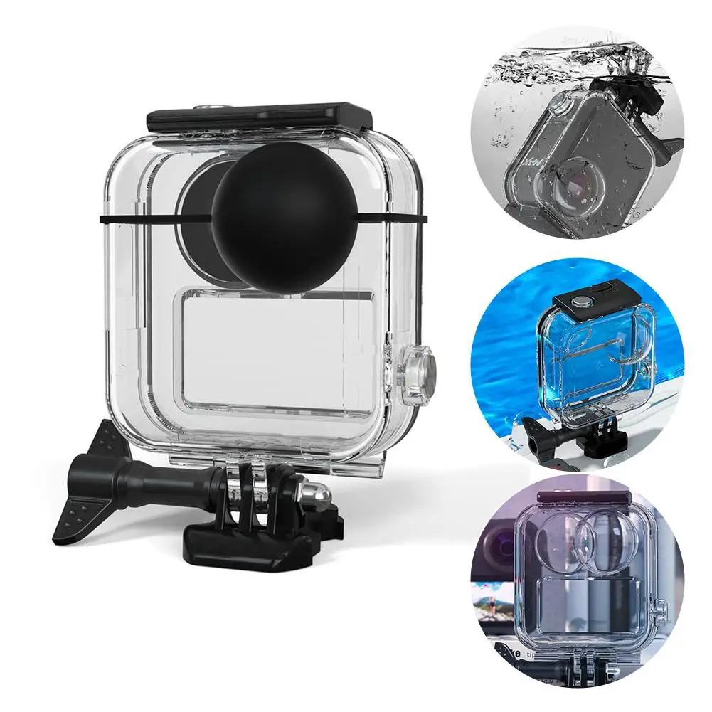 Цена Подводный водонепроницаемый чехол для панорамной экшн-камеры GoPro MAX, прозрачный защитный чехол для дайвинга, аксессуары для крепления корпу...