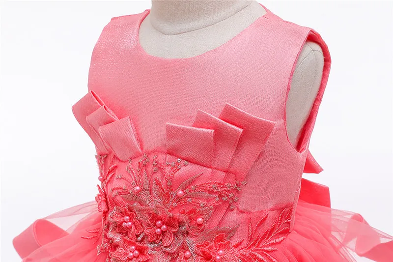 Flower Girls Dresses for Birthday Party Clothes Lace Pageant Baby Girls Sleeveless Princess Wedding Children Prom Gowns