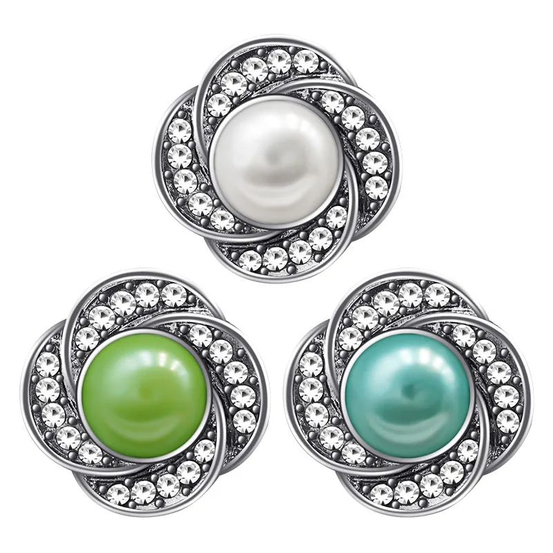 KZ3565 Красочные поворотные Кристаллы Красочные Имитация Жемчуга 18 мм кнопки подходят для DIY 18 мм оснастка искусственные ювелирные изделия Рождественский подарок