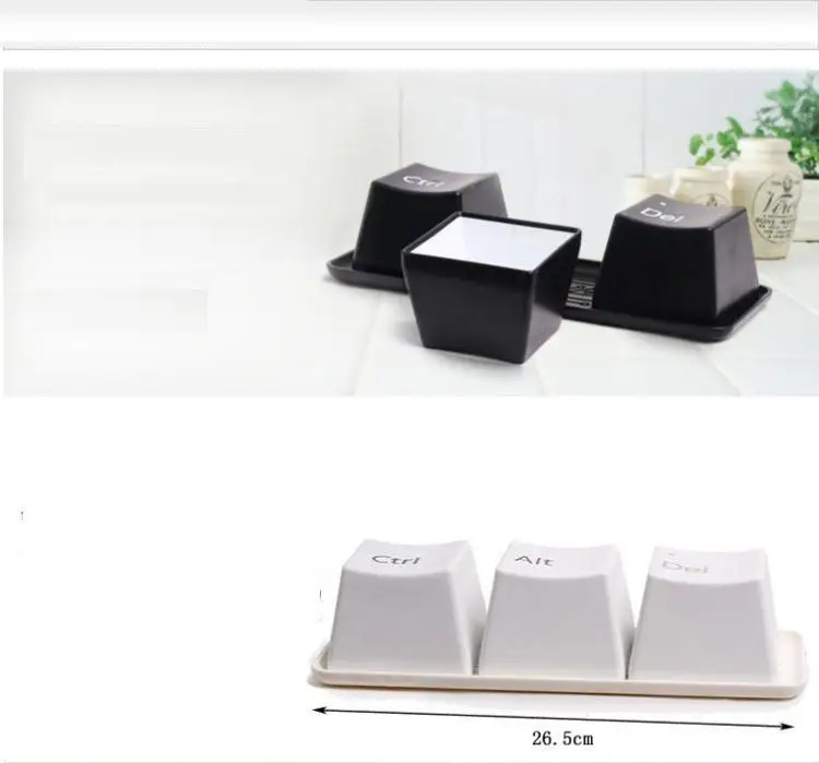 Creative Cup Tea Set Keyboard Fashion Cups Black color ctrl del alt 3 pieces/ Mugs Promotion Gifts Trade Shows Wedding | Дом и сад