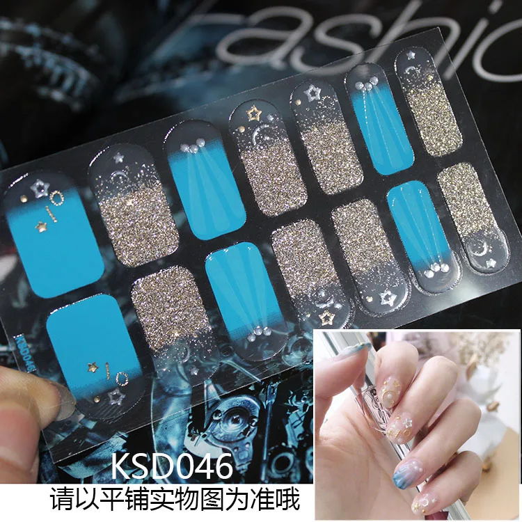 Nail Art Full Cover Self Adhesive Stickers Polish Transfer Tips Wraps Waterproof Decals Manicure 14Tips | Красота и здоровье