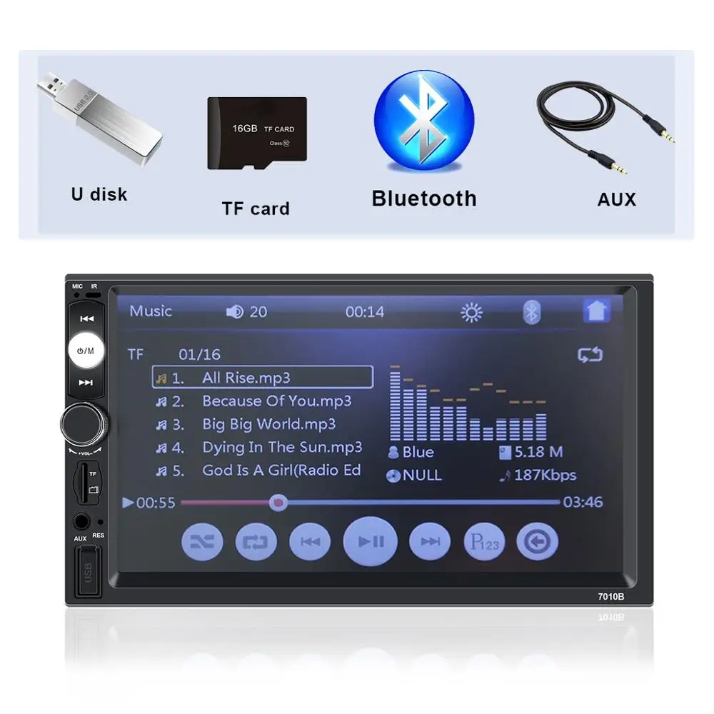 Автомагнитола 2 Din 12 В сенсорный экран 7 '' Bluetooth Автомобильный мультимедийный