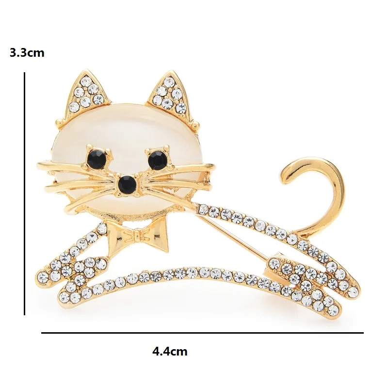 Wuli &amp baby Симпатичные опаловые броши-кошки для женщин унисекс Стразы Одежда Бант