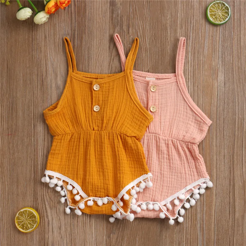 2020 летние комбинезоны для маленьких девочек милый однотонный комбинезон без