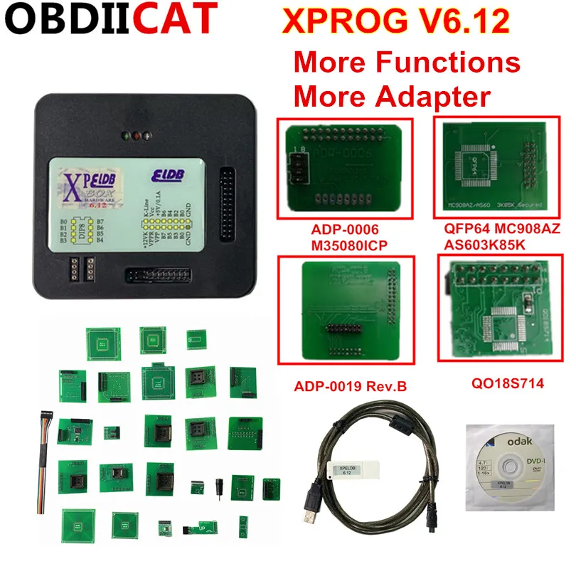 OBDIICAT новейший XPROG V6.12 Высокое качество X-prog V5.84 ECU программист инструмент металлический ящик XProg-M коробка V6.12 X Prog M Полные Адаптеры