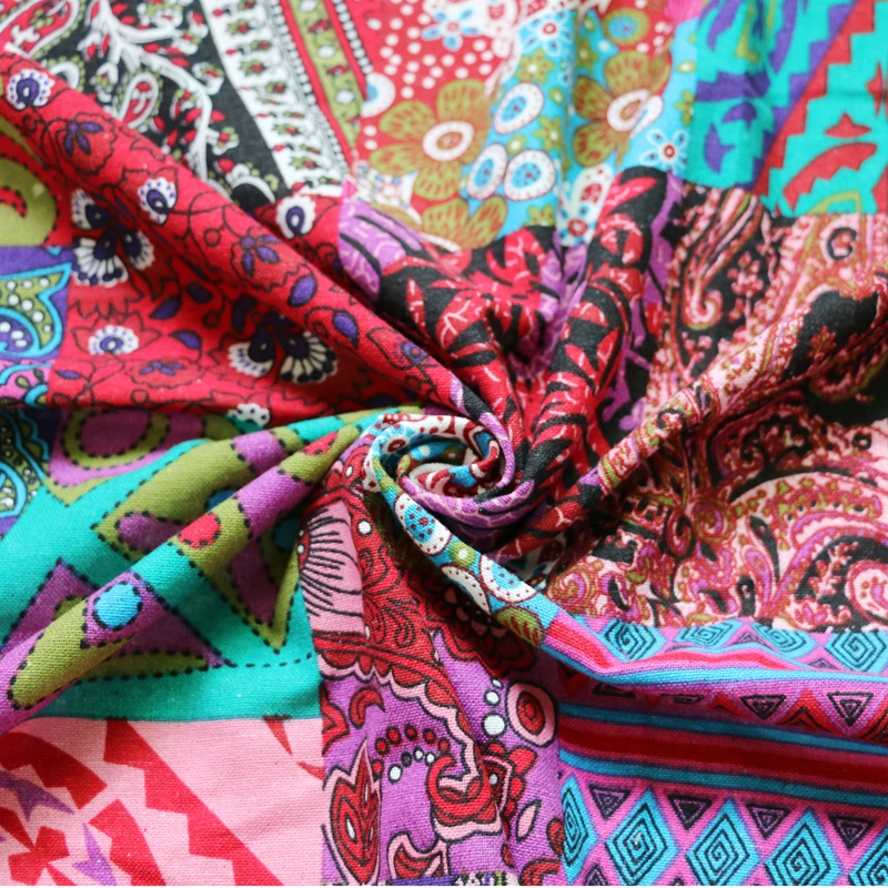 red patchwork 100*140 см льняная/хлопковая ткань в метре ручной работы шитье Лоскутная Ткань винтажная закка Линен ткань для одежды - Цвет: red patchwork