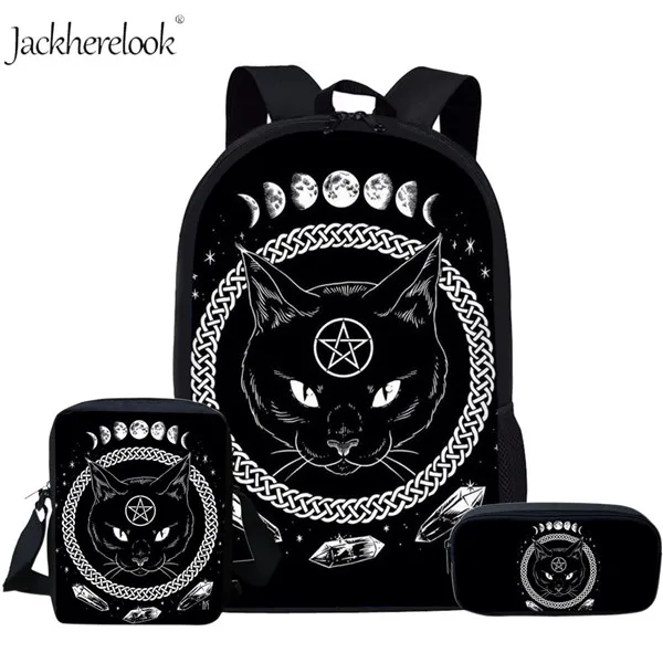 HK862CEK Jackhereook Черный Инь Ян кошки школьные рюкзаки для девочек милый детский рюкзак для котенка для мальчиков книжные сумки для начальной школы Студенческая сумка детские подарки - Цвет: HK862CEK