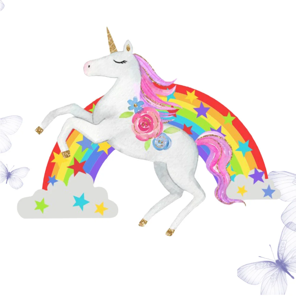 Rainbow Unicorn Wall Sticker Adorable Wallpaper Charming Decal Decorative for Living Room Home Bedroom | Дом и сад