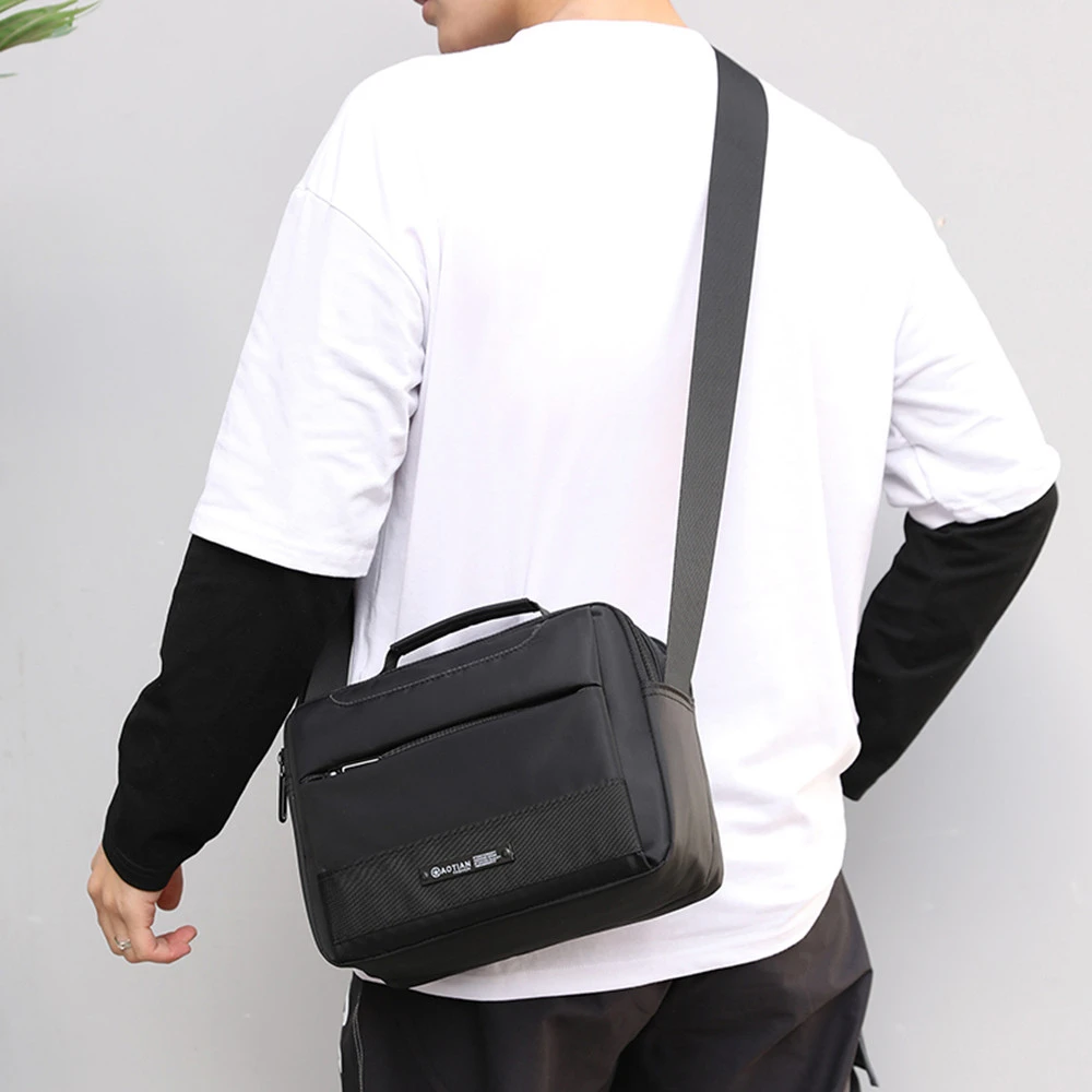 2020 модная мужская сумка через плечо нейлоновая Водонепроницаемая однотонная