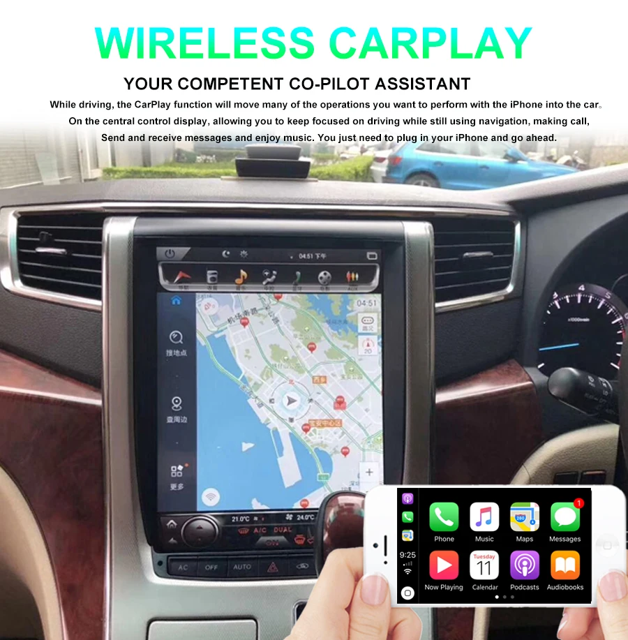 12 1 дюймовый Android 11 для Toyota Alphard Vellfire 20 серии 2008-2014 Tesla Style автомобильный DVD-плеер