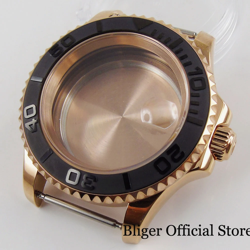 

Полированный чехол для часов с розовым золотом 41 мм, сапфировое стекло подходит для ETA 2836 MIYOTA MINGZHU 2813