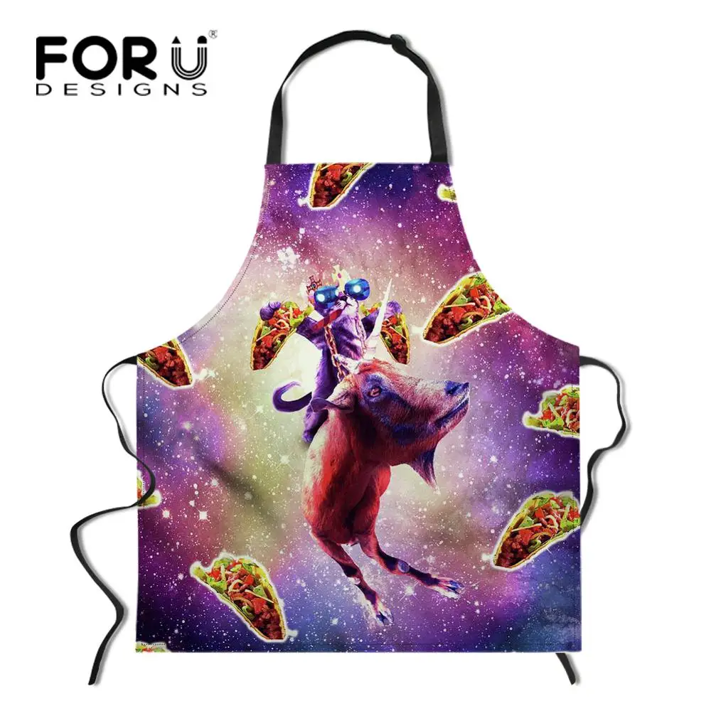 YY0757R FORUDESIGNS/Космический Galaxy Cat кухонный фартук в стиле унисекс Регулируемый поварский фартук без рукавов для приготовления барбекю - Цвет: YY0757R