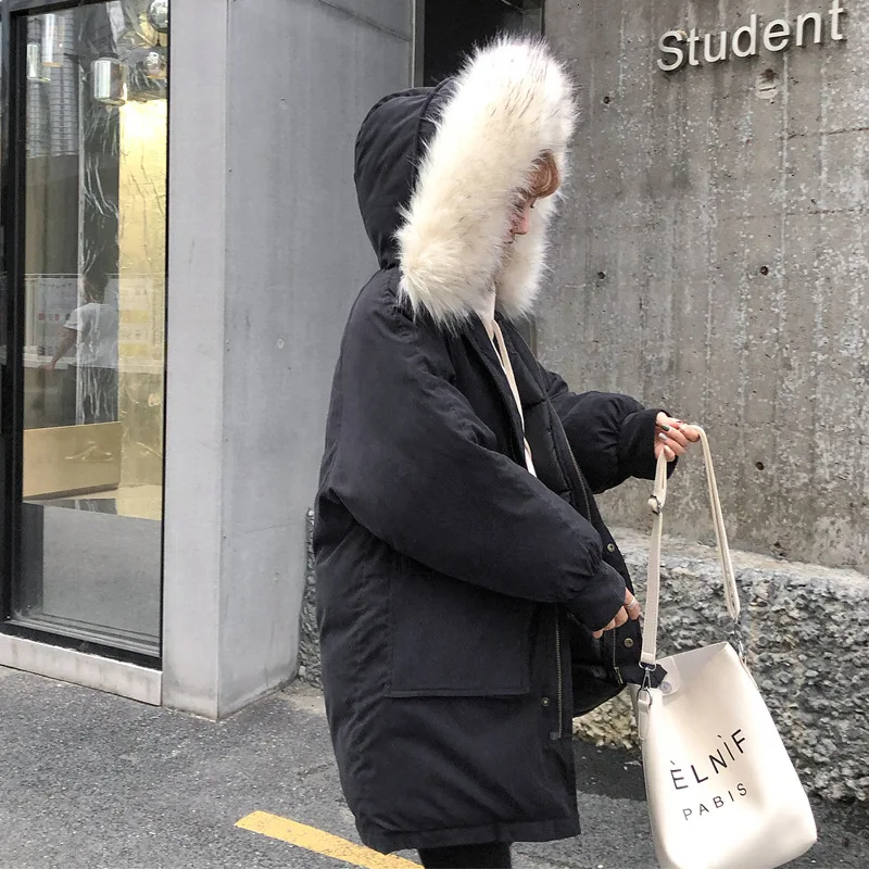 Ins/зимняя куртка большого размера из хлопка для женщин 2019 утепленное