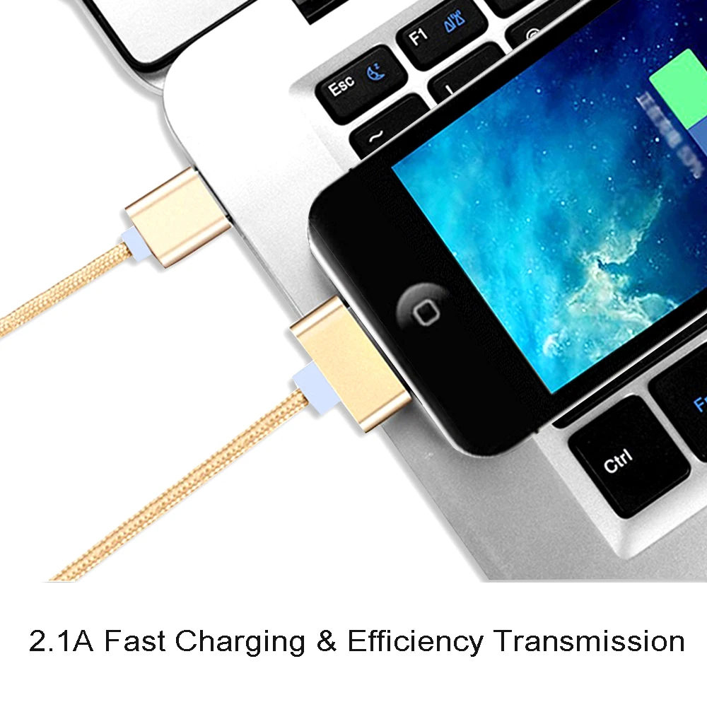 Нейлоновый USB кабель для IPhone 4S 4, металлический штекер, нейлоновый плетеный провод, кабель для зарядного устройства, 2,1 A, шнур для быстрой зарядки и синхронизации данных для IPad 1, 2, 3