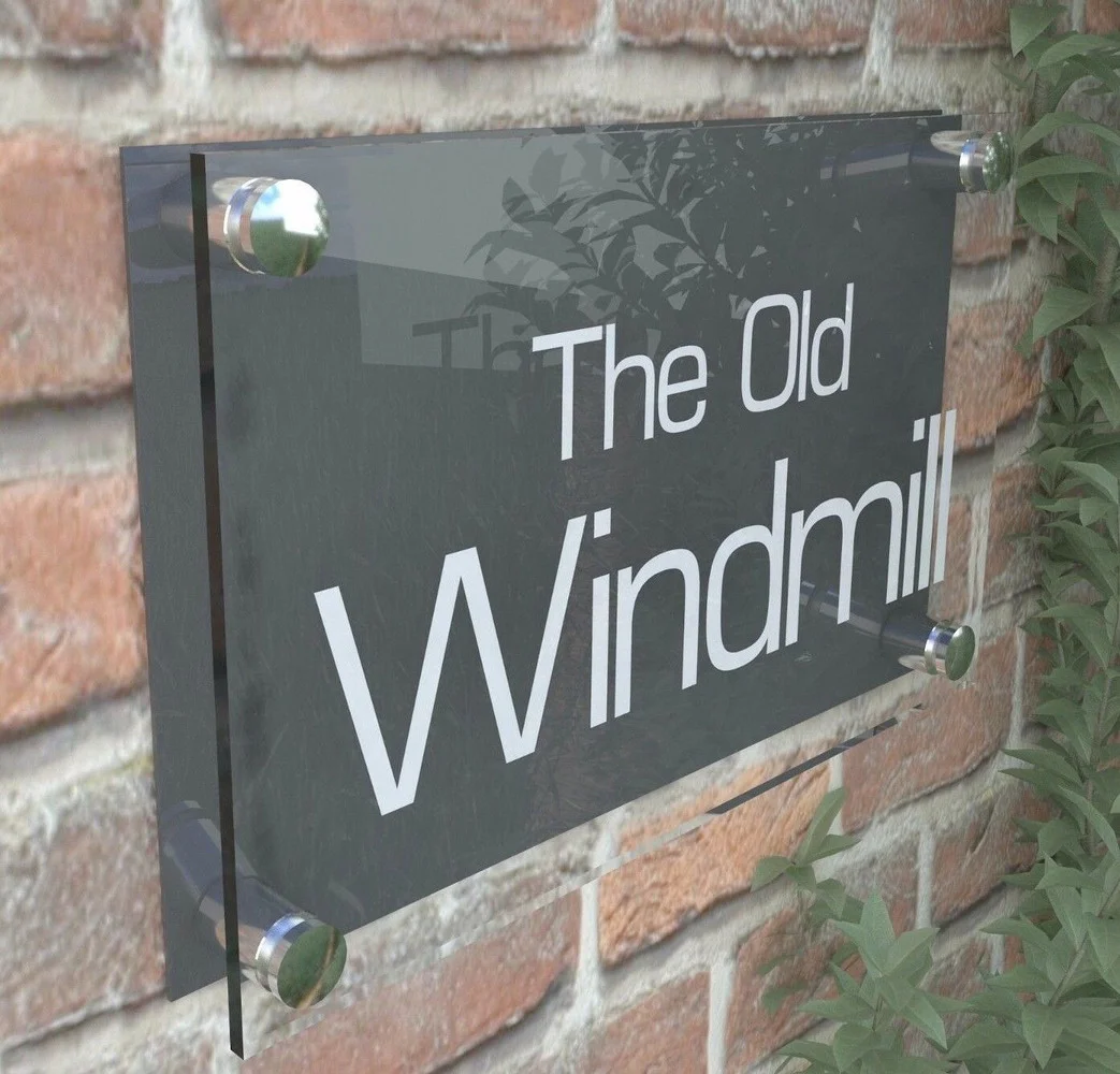 

HOUSE SIGN PLAQUE DOOR NUMBER STREET NAME ADDRESS ACRYLIC & ALUMINIUM