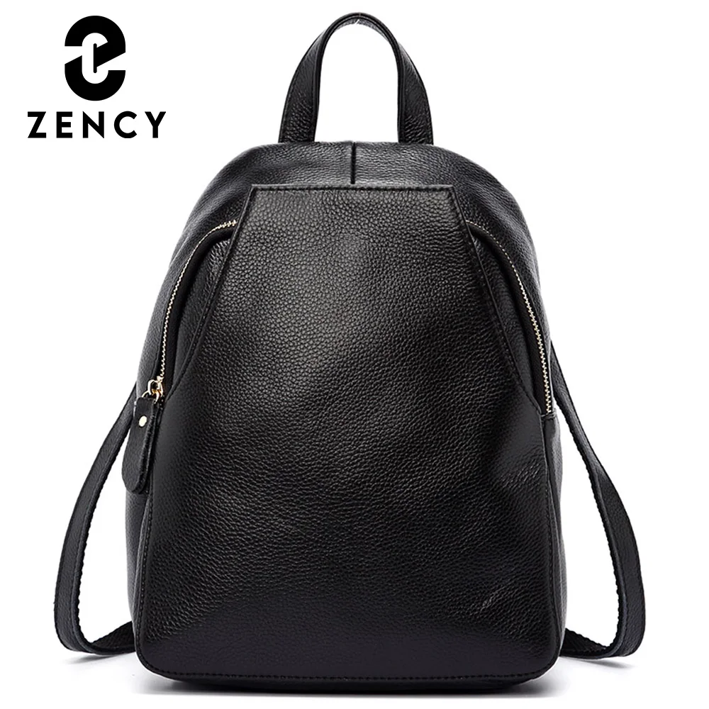 Рюкзак Zency женский из 100% натуральной кожи Модный Серый Простой Школьный ранец для