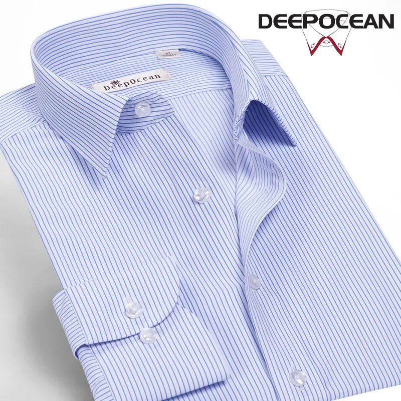 DEEPOCEAN мужская Тонкая ледяная шелковая рубашка с длинными рукавами в полоску
