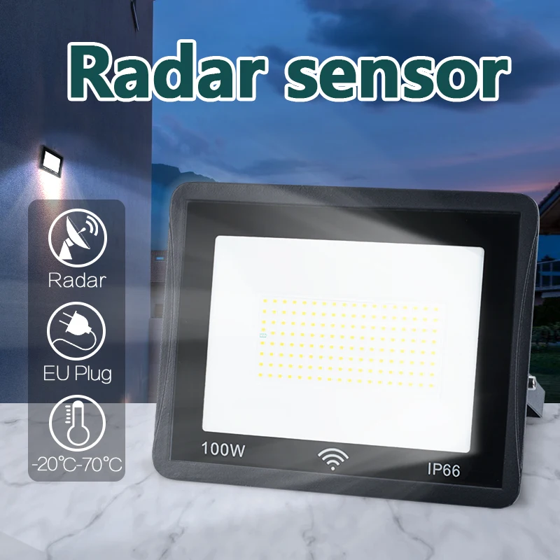 

Led Flood Light Outdoor Lighting Radar Sensor With Motion Sensor Light Foco Led Exterior Floodlights Outdoor Spotlight Garden