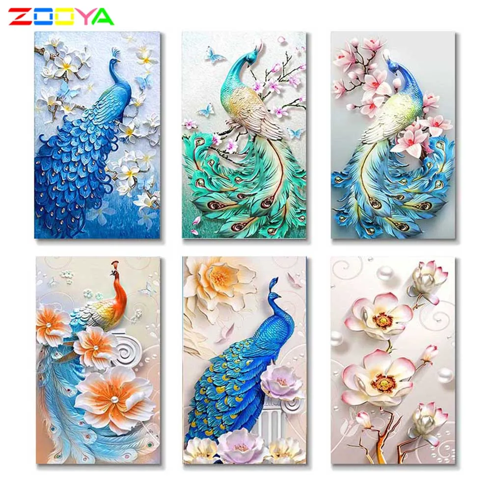 ZOOYA квадратная Алмазная вышивка павлин 5D Сделай Сам алмазная живопись животное