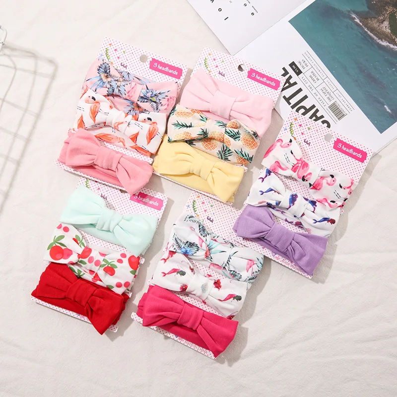 

3Pcs Baby Girl Headband Hair Accessories Cute Floral Elastic Hair Bands Bowknot Newborn Turban Set Hair Accessories 2021 Summer