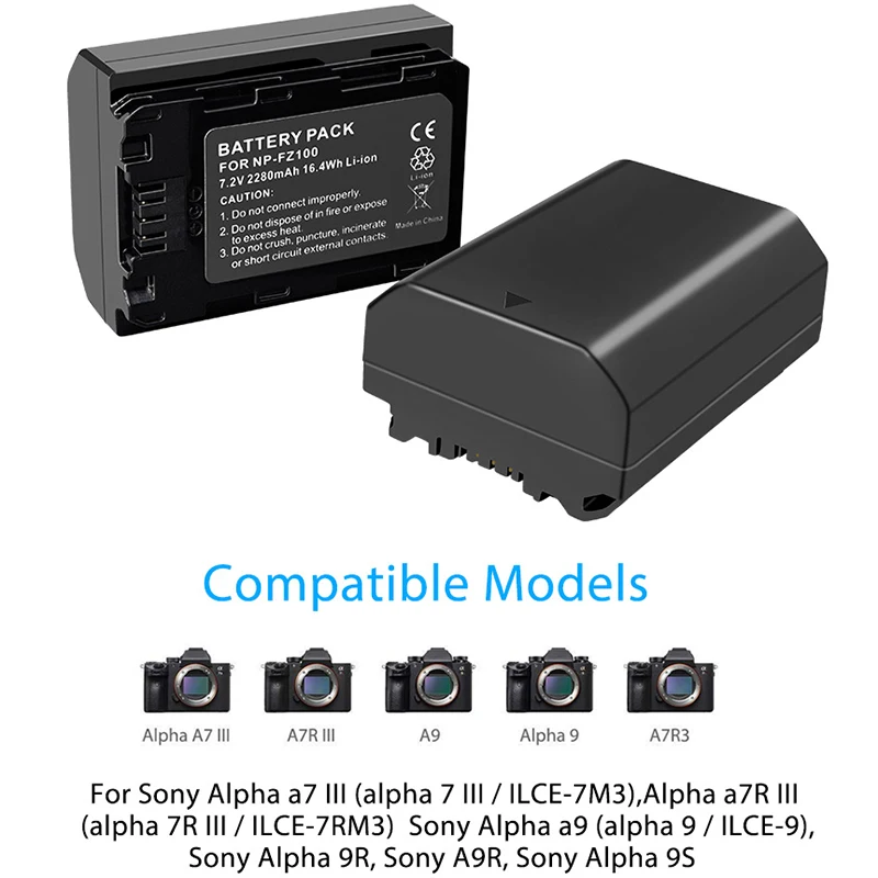 2 шт. 2280 мАч Np Fz100 Npfz100 батарея + Lcd двойное зарядное устройство Usb для Sony Bc Qz1 A9 A7R Iii A7