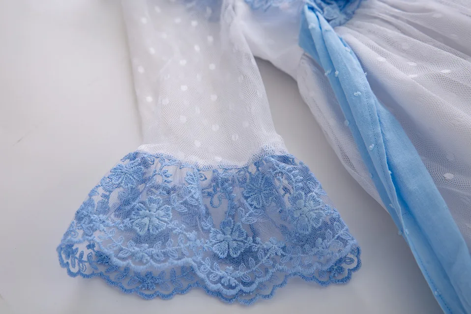 Cutestyles/летнее голубое платье для девочек с бантом и вырезами дизайнерское