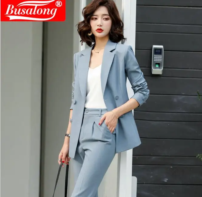 Костюм с широкими брюками двубортная Женская одежда костюмы 2 и комплекты