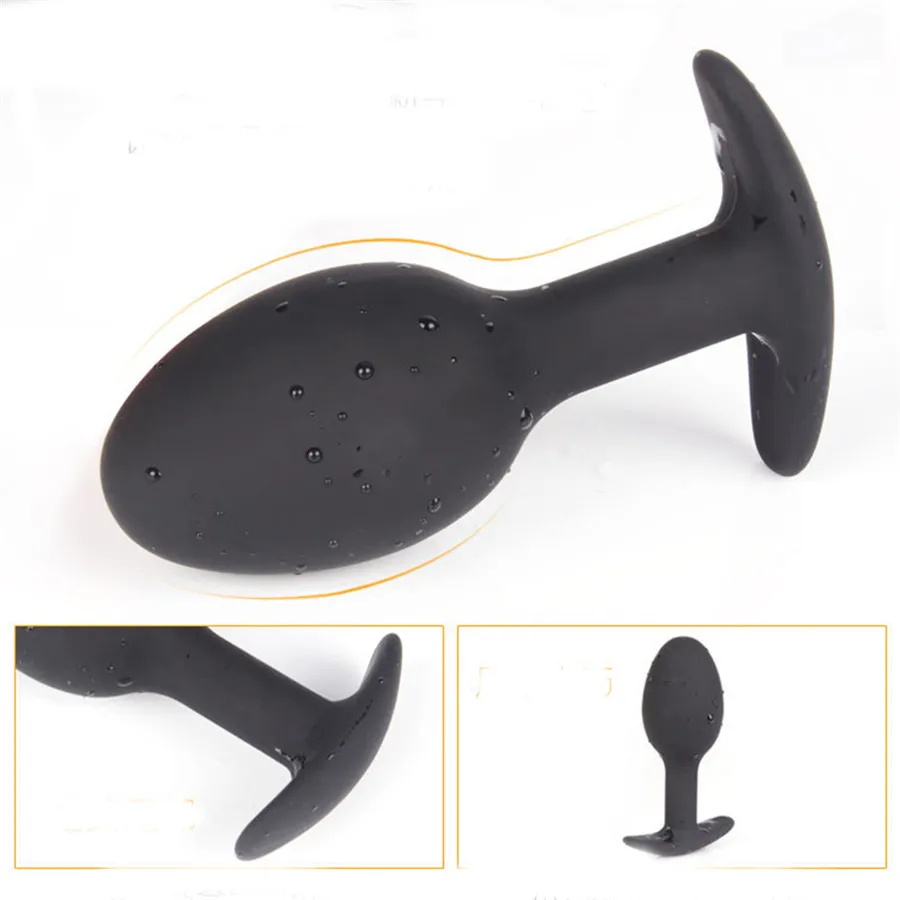 Анальная пробка металлические шарики внутри мягкая черная силиконовая для