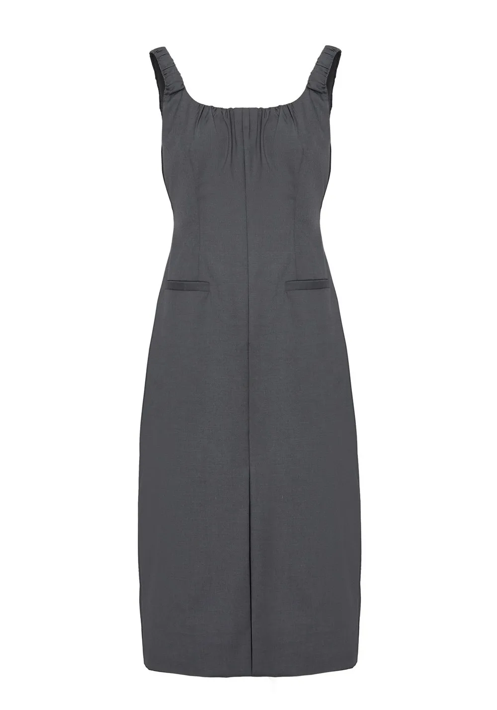 

Solid Sleeveless Scoop Neck Pocket Split Bodycon Dress