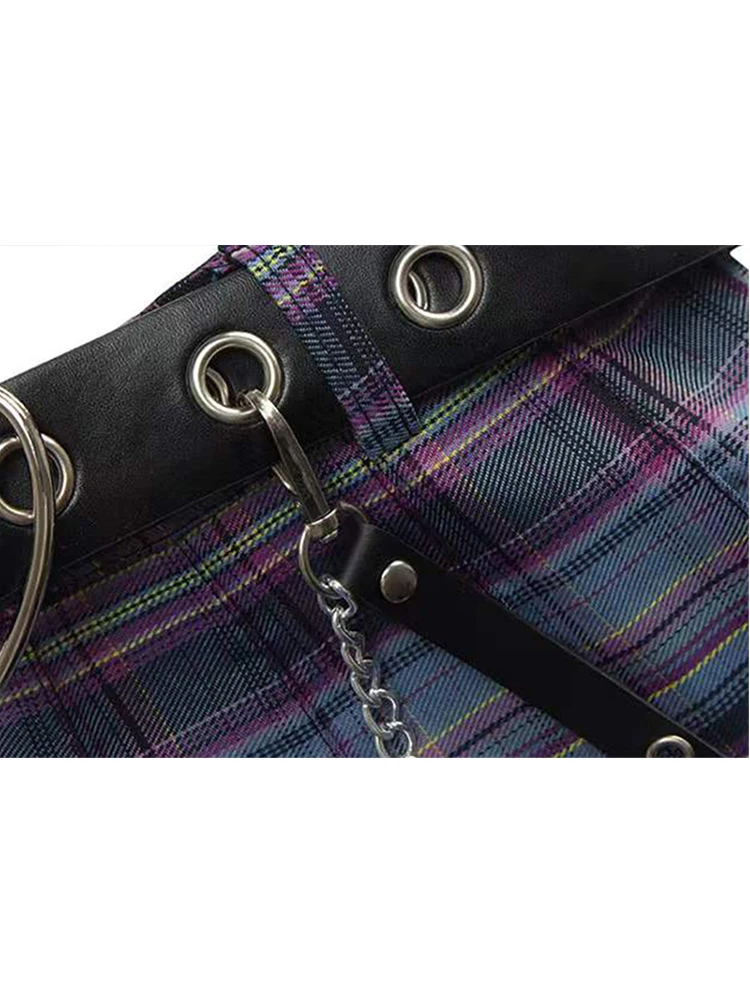 Фиолетовая клетчатая плиссированная юбка Y2K в стиле Харадзюку для девочек милые