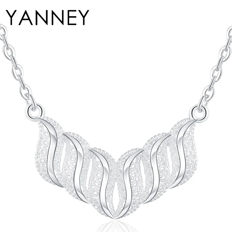 

YANNEY 925 Sterling Silver Vintage Exquisite Petal Pendant Necklace For Woman Anniversary Gift Jewelry