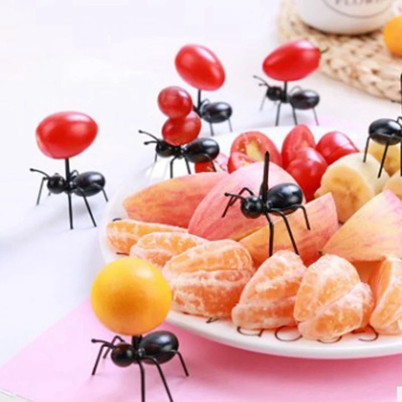 

12 PCS Ant Shape Forks Ants Food Fruit Picks Decoration Snack Cake Dessert Tableware For Home Kitchen Party