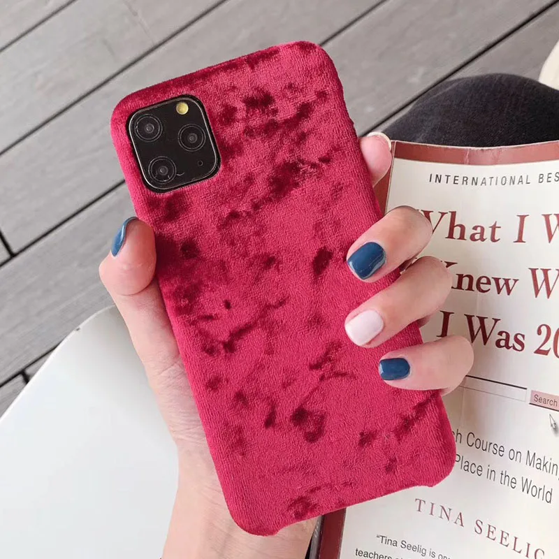 Ретро мягкий бархатный чехол для телефона для iPhone 11 Pro Xs Max Xr X роскошный теплый плюшевый чехол для iPhone 6 6s 7 8 Plus - Цвет: Red